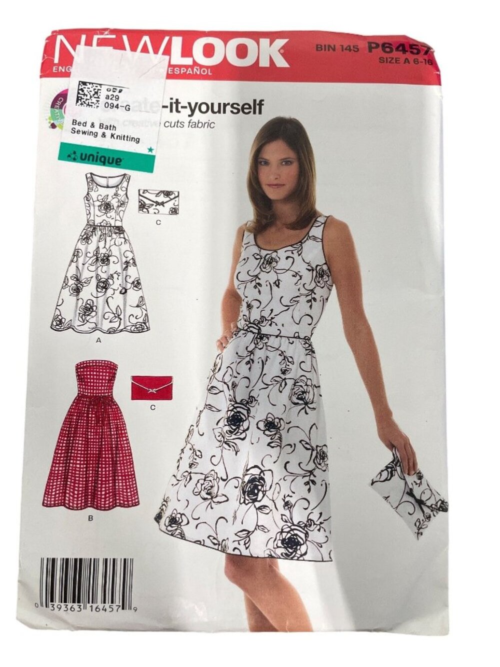 New Look P6457 Sewing Pattern Sizes 6-16 Misses Dresses Purse Dressmaking UNCUT
